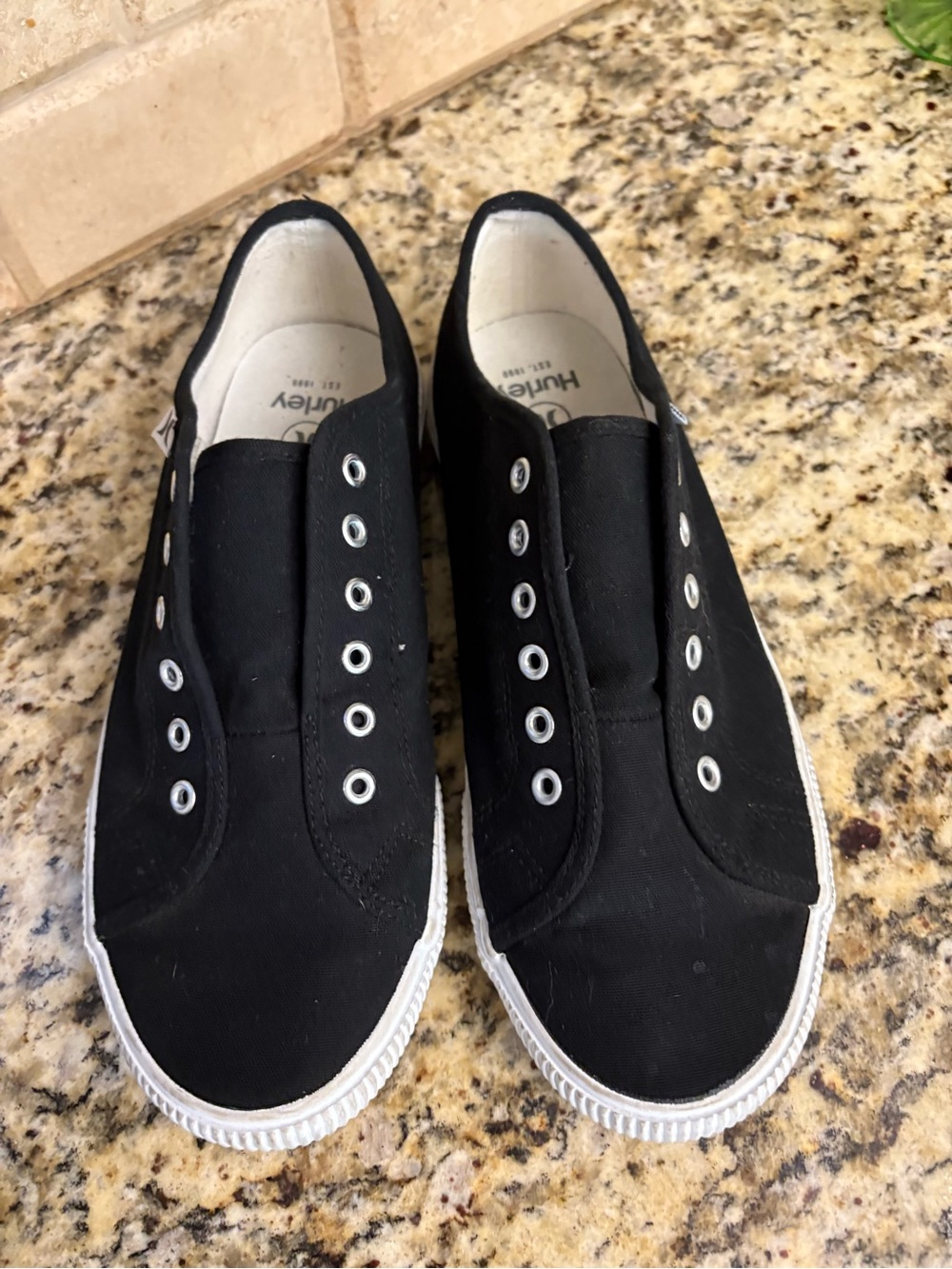 Hurley Black Slip-On Canvas Loafers with White Sole